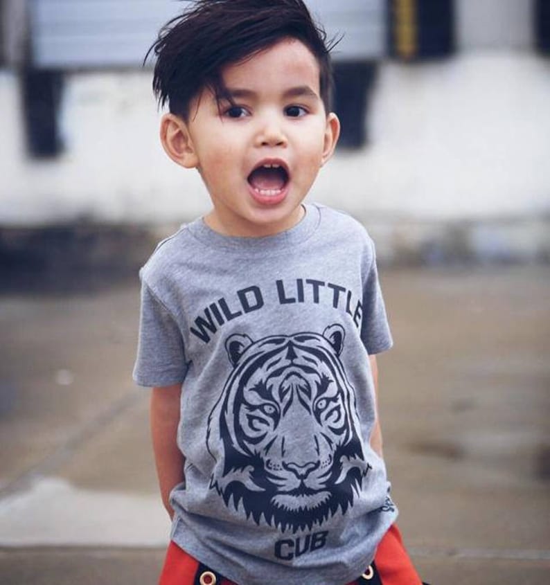 Wild Little Cub, Tiger Shirt, Zoo Shirt, Kid's T-Shirt, Trendy Kids Shirt, Boy Shirt, Girl Shirt, Graphic Tee, Stylish Kids Tee, Baby Shower image 1