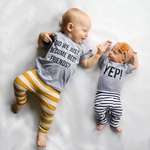Matching Best Friend Tees Twins Did We Just Become Best Friends Yep Siblings pregnancy announcement BFF brothers sisters Original friend image 8