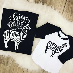 Big Bad Mama Llama Set, Baby Llama, Baby Mama Llama, Matching Set, Mommy And Me, Mom Life Shirt, Baby Shirt, Baby Shower Gift, Funny Mom Tee