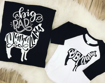 Big Bad Mama Llama, Mama Llama Tee, Mom Life Shirt, Funny Mom T-Shirt, Graphic Tee, Baby Shower Gift, Motherhood Style, Mom Fashion, Women's