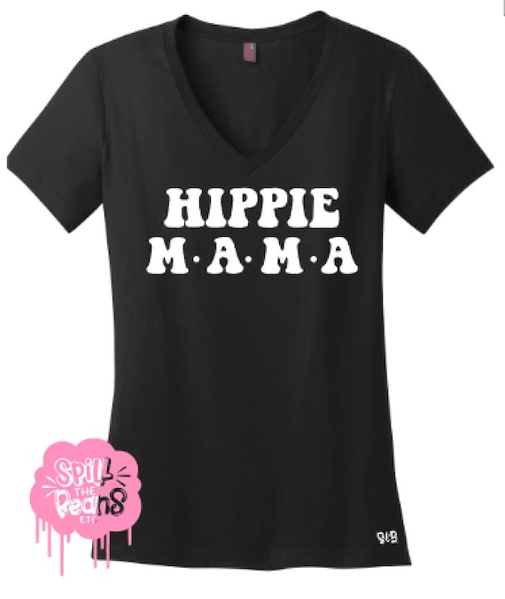 Hippie Mama Motherhood Mom Life Women's Shirt Trending Stylish Trending T-Shirt Mama Tee Graphic Top