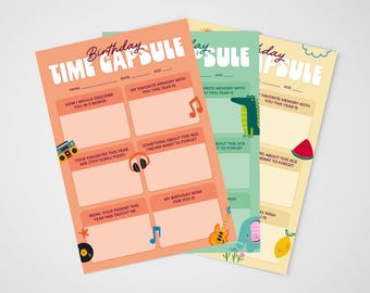 Capsula del tempo per il compleanno stampabile / Ricordo del primo compleanno / Foglio di ricordi annuali per i genitori