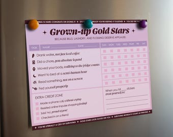 Adult Sticker Chart Printable – Funny Self Care Habit Tracker for Adults, Digital Download