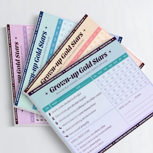 Tabella degli adesivi per adulti stampabile - Divertente strumento per monitorare le abitudini di cura di sé per adulti, download digitale immagine 2