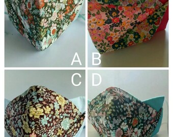 Handmade face mask - SMALL/MEDIUM 021 - reversible 100% cotton nosewire earloops