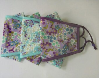 Handmade face mask - MEDIUM/LARGE 004 - 100% cotton nosewire adjustable earloops