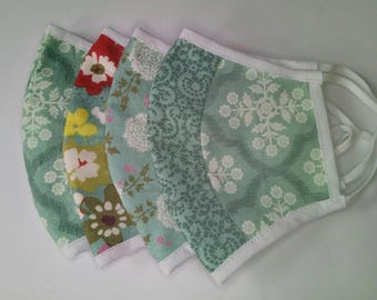 Handmade face mask - SMALL ADULT 013 - 100% cotton nosewire adjustable earloops