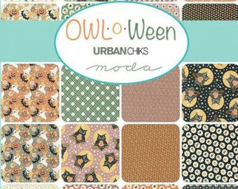 OWL O WEEN Moda Layer Cake by Urban Chiks - 42 pcs 10" x 10" cotton - premium quality patchwork quilting