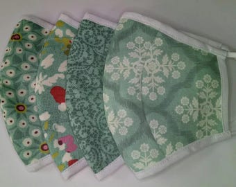 Handmade face mask - SMALL ADULT 011 - 100% cotton nosewire adjustable earloops