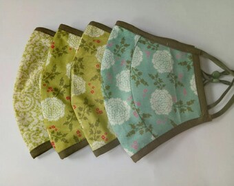 Handmade face mask - SMALL ADULT 009 - 100% cotton nosewire adjustable earloops
