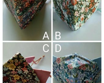 Handmade face mask - SMALL/MEDIUM 022 - reversible 100% cotton nosewire earloops