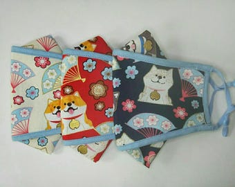 Handmade face mask - MEDIUM/LARGE 001 - 100% cotton nosewire adjustable earloops