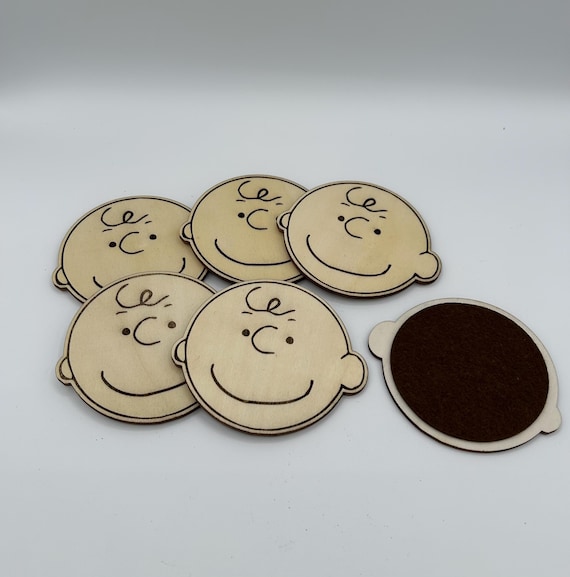Charlie Brown Drink Coaster - Wooden Drink Coasters with Protective Felt backing