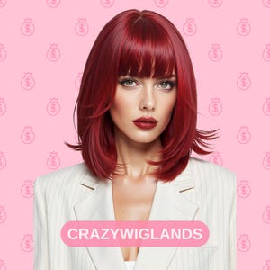 Red Bob Wig, Synthetic Wig, Heat-Resistant Wig, Short Straight Wig, Women&#39;s Wig, Bob Wig, Straight Hair Wigs, Vibrant Red Wig, Bold Red Wigs