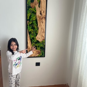 Custom Moss Wall Art: Preserved Reindeer Moss & Olive Wood Decor