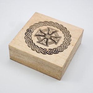 Wooden Keepsake Box with Engraved Celtic Cross Design