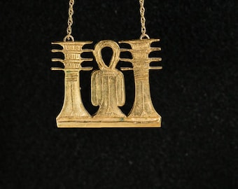 Egyptian Ankh Medallion Necklace – Authentic Metropolitan Museum of Art Replica, 1970s, 1-3/8"