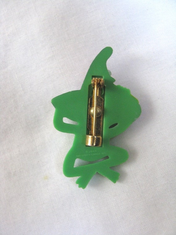 Hallmark green frog w/ wizard hat 1985 brooch pin - image 5
