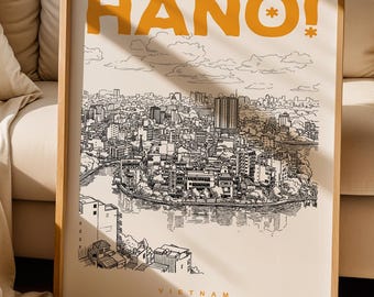 Hanoi Print, Hanoi Poster, Vietnam Wall Art Print, Hanoi Lover Gift