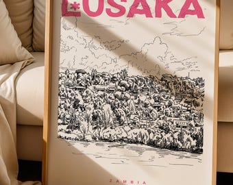 Lusaka Print, Lusaka Poster, Zambia Wall Art Print, Lusaka Lover Gift