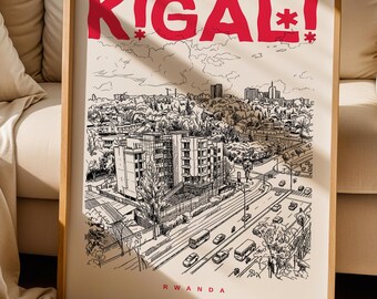 Kigali Print, Kigali Poster, Rwanda Wall Art Print, Kigali Lover Gift