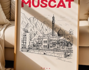 Muscat Print, Muscat Poster, Oman Wall Art Print, Muscat Lover Gift