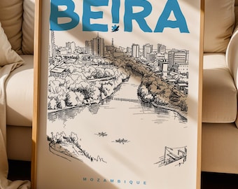 Beira Print, Beira Poster, Mozambique Wall Art Print, Beira Lover Gift
