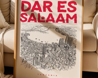 Dar es Salaam Print, Dar es Salaam Poster, Tanzania Wall Art Print, Dar es Salaam Lover Gift