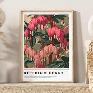 Tränendes Herz Wandkunst | Druck botanische Blumen | Tränendes Herz vintage | moderne Boho Blumenwand Kunst | Tränendes Herzliebhabergeschenke