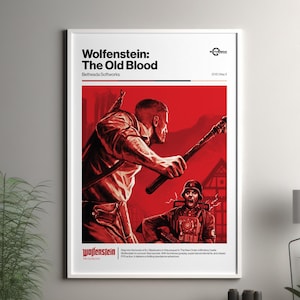 Wolfenstein the old blood print | Wolfenstein the old blood wall poster  | Video game poster | Minimalist game print | Gamer room decor