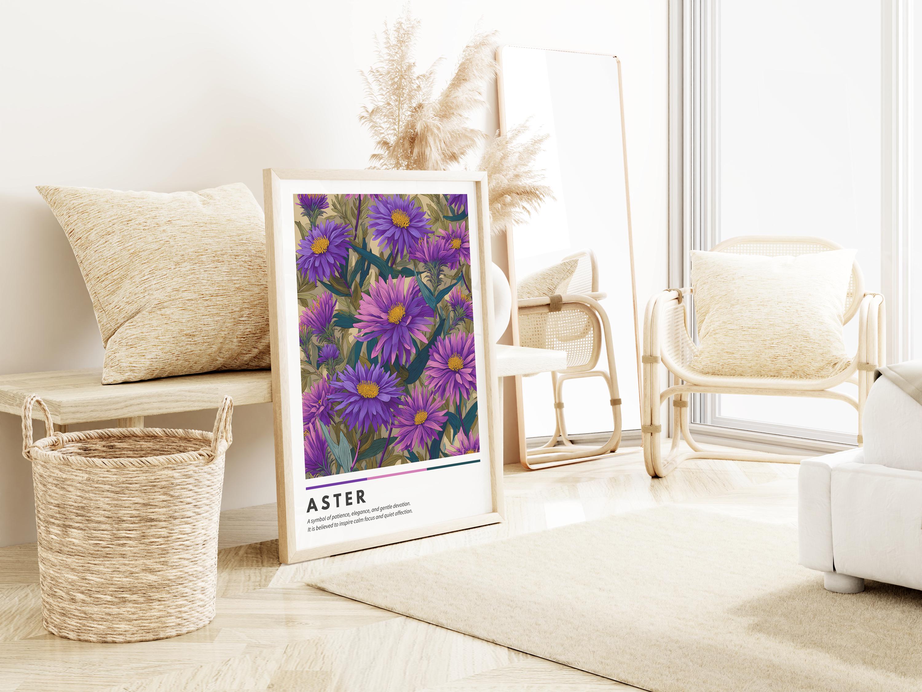Aster Wall Art | Botanical Flower Poster | Vintage Aster Print | Modern ...
