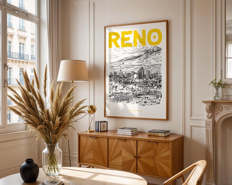 Reno Print, Reno Poster, Nevada Wall Art Print, Reno Lover Gift, Reno ...