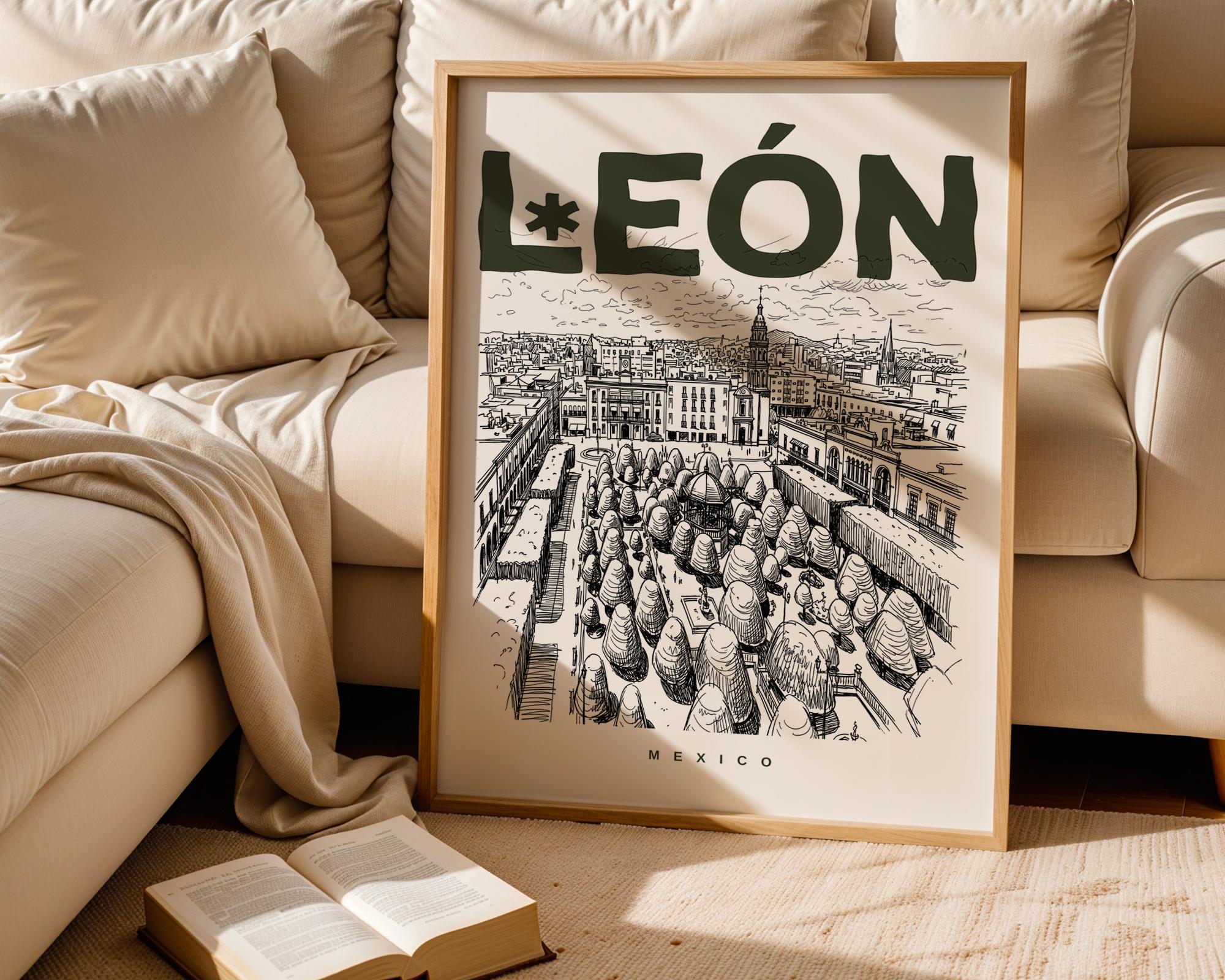 Leon Print, Leon Poster, Mexico Wall Art Print, Leon Lover Gift - Etsy