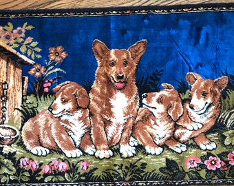 Vintage wall tapestry with dogs