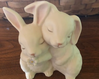 Vintage homco he loves me rabbits by home interiors, Easter figurine