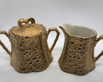 Vintage gold sugar and creamer