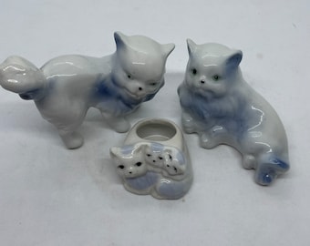 Set of 3 cat figurines