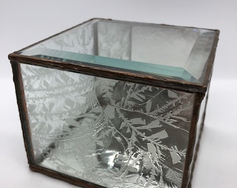 Etched glass beveled box