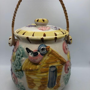 Vintage Bird Cracker jar, Canister with lid
