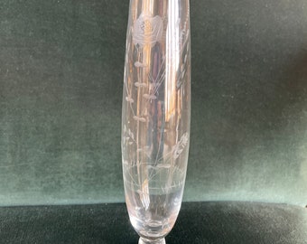 Etched glass bud vase