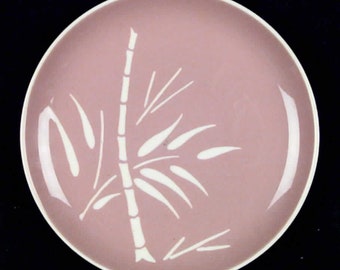 Harker Ware Salad Plate, cream bamboo, tan background