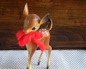 Holidays Vintage collectible Deer Figurine, Vintage Reindeer, Christmas Decor, Retro Deer, holiday decor, Kitsch Fawn Deer, Plastic Deer