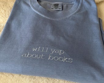 Damest-shirt voor de boekenlezer.  2xl Comfort Colors-shirt van denim.