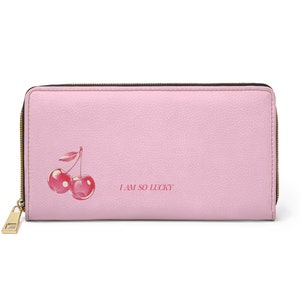 Portefeuille mignon, portefeuille minimaliste, portefeuille rose, portefeuille femme, portefeuille abondance, portefeuille femme, trucs preppy, portefeuille en cuir femme