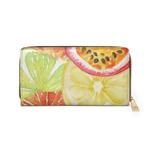 Citrus Splash Zip Wallet, Vibrant Fruit-Inspired Design, Cute Wallet, Minimalist Wallet, Women Wallet, Faux Leather Wallet, Wallet For Women