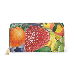 Portefeuille coloré à imprimé fruits, Pochette aux couleurs vives, Imprimés estivaux, Joli portefeuille, Portefeuille pour femme, Portefeuille en similicuir