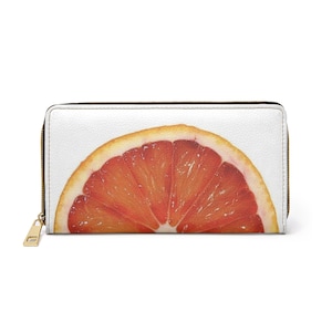 Cartera con diseño de rodajas de cítricos: divertida y funcional, minimalista, bonita, de piel sintética, para mujer.