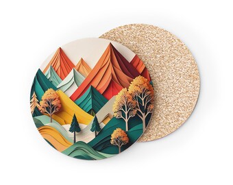 Mountain Landscape Coasters: Rustic Nature-Inspired Drink Coasters