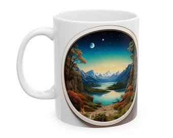Scenic Ceramic Coffee Mug: Nature Design, Eco-Friendly Gift