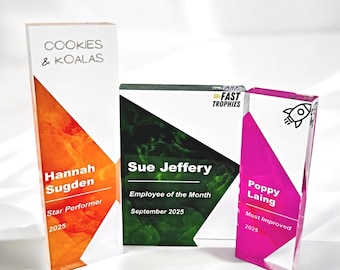 Personalised Acrylic Office Award: Custom Employee Recognition Trophy, Funny Company Colleague Award